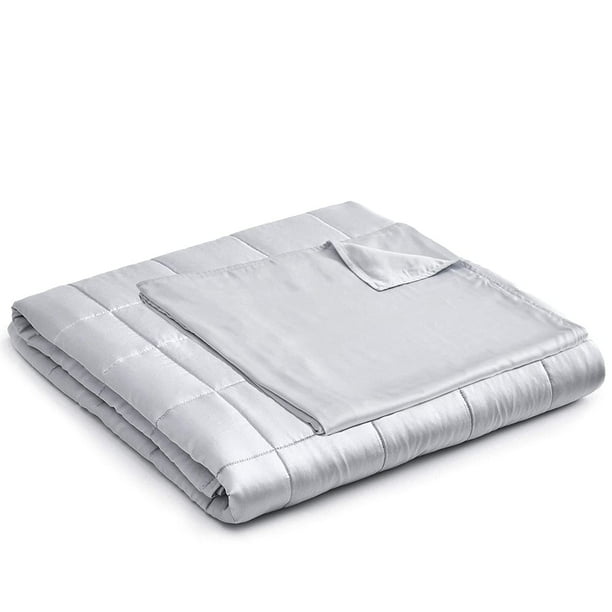 YnM Weighted Blanket with Bamboo Sheet Set Bundle | 48x72 20lbs Blue Grey Use on Full Bed ,Suit for One Person ~190lb